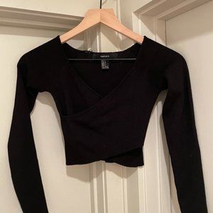 FOREVER 21 Black Criss Cross Front Ballet Sweater size S